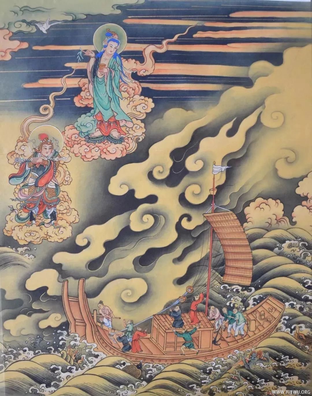 观音菩萨救苦拔难彩绘图