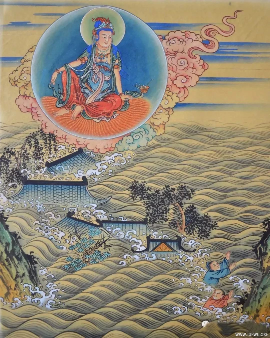 观音菩萨救苦拔难彩绘图