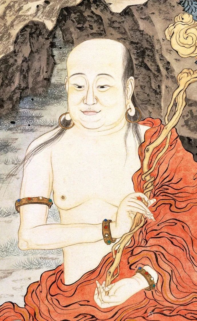 清代罗汉图局部放大图