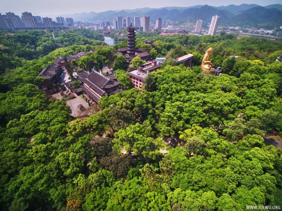 航拍重庆华岩寺风景图，巴山灵境，佛教圣地