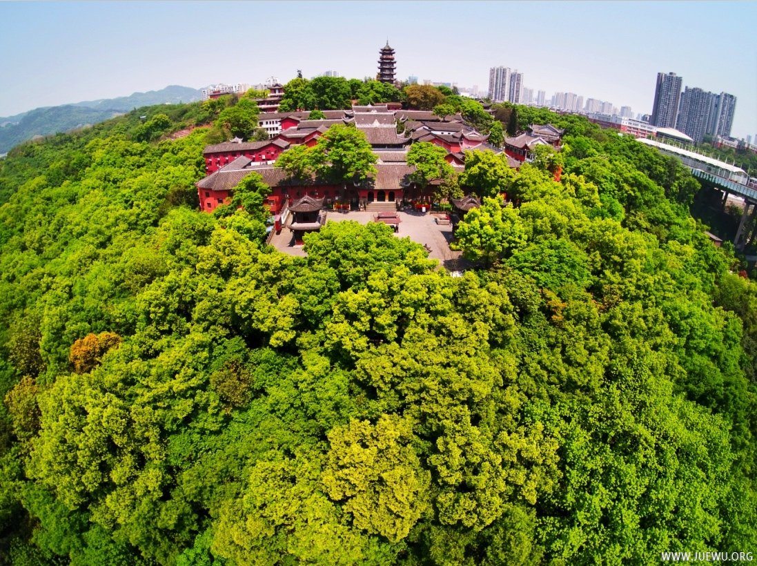 航拍重庆华岩寺风景图，巴山灵境，佛教圣地